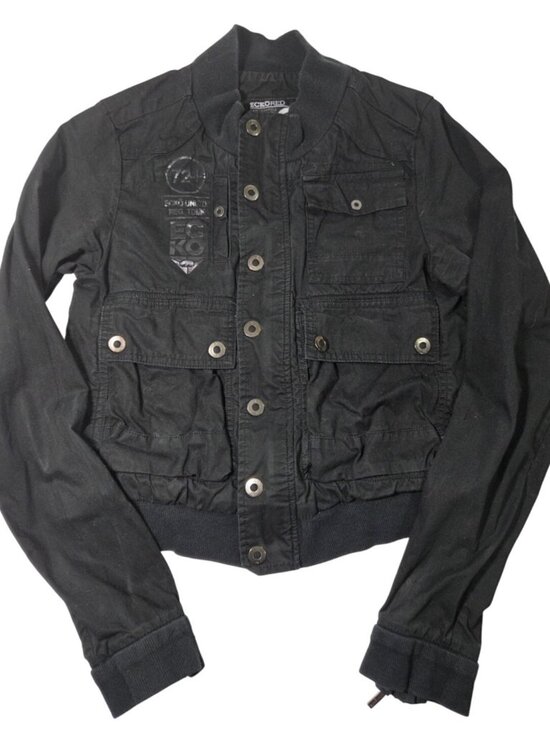 Ecko Red Jackets & Blazers - VTG Y2K Womens Ecko Unltd Cargo Utility Bomber Jacket Black Sz M Grunge Skater